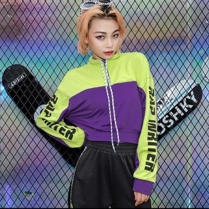 Neon Cropped Hoodie